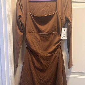 Brown Long Sleeve Dress